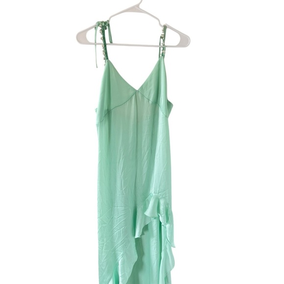 For Love and Lemons Lady Luck Pearl Strap Slip Dress Mint - Picture 5 of 6
